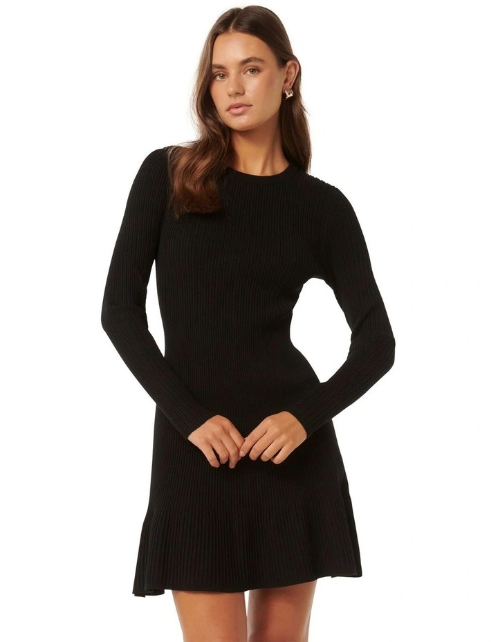 Tate Multi Rib Mini Dress in Black