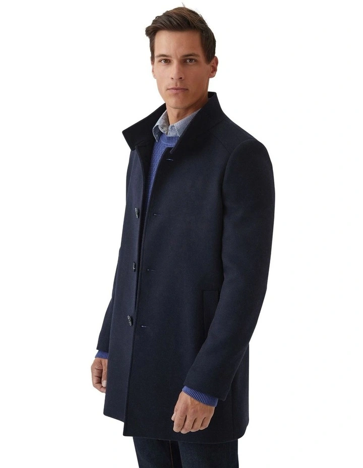 Dunbar Wool Rich Overcoat in Navy