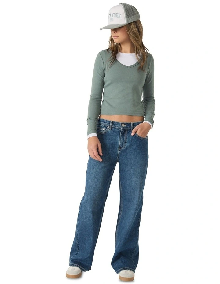 Scoop Long Sleeve Tee in Green