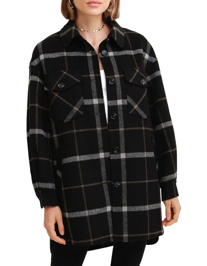 River's Edge Plaid Shacket Nearly Black