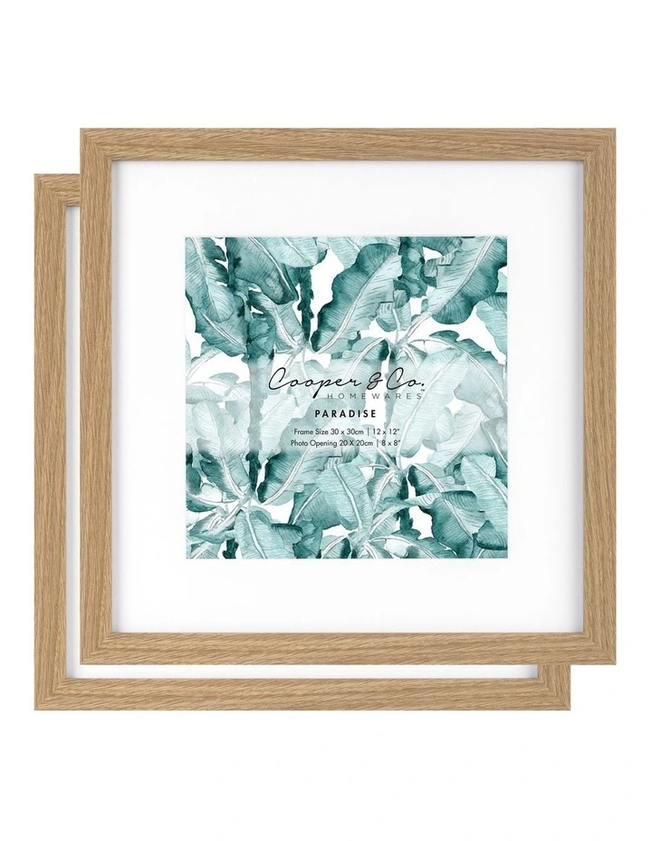 Premium Paradise Photo Frames 30x30cm Matt to 20x20cm Set Of 2 in Oak