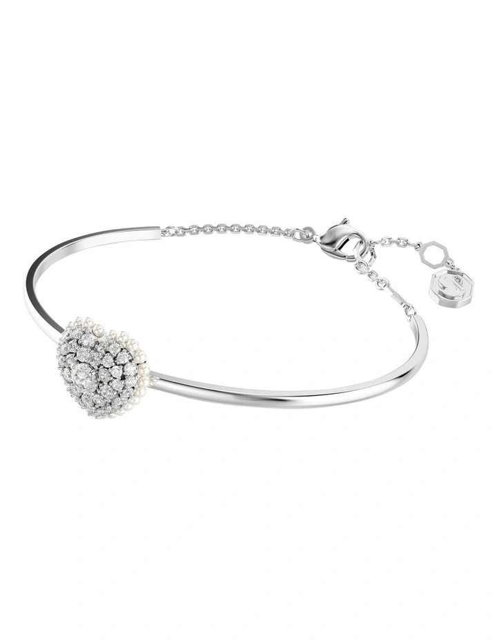Hyperbola Bangle Heart Rhodium Plated in White
