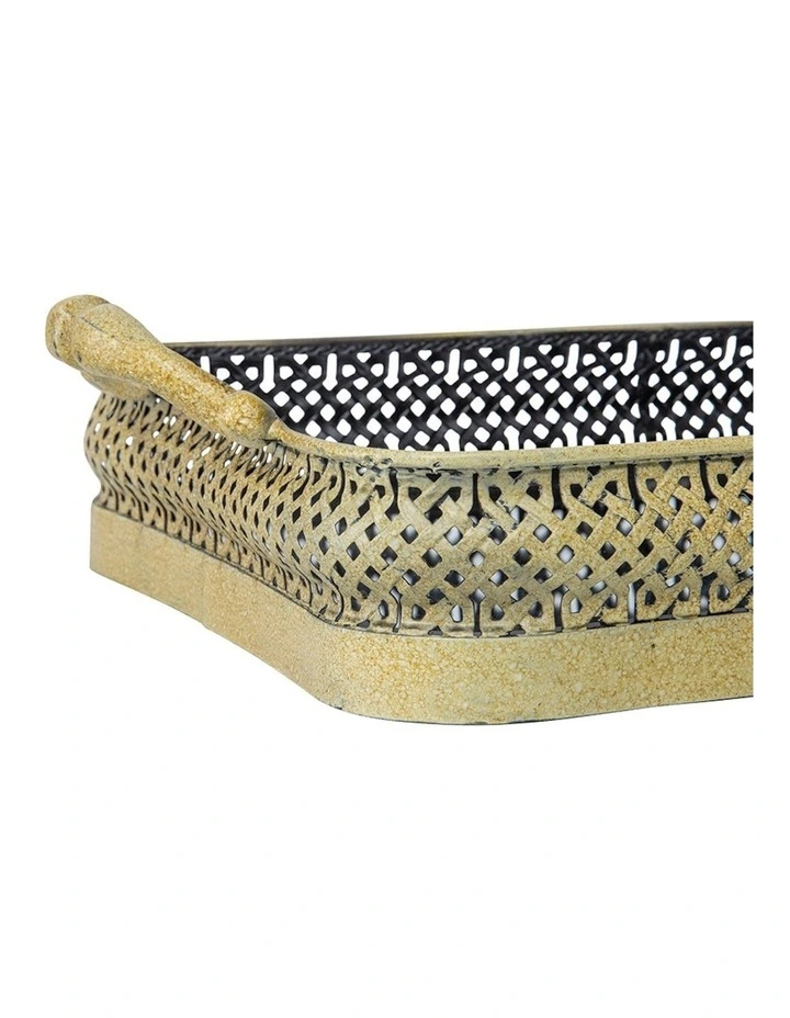 Rectangular Mirror Tray in Antique Gold