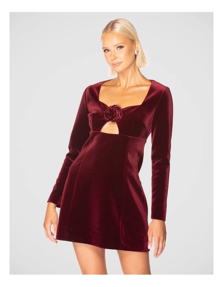 Cassian Mini Dress in Burgundy