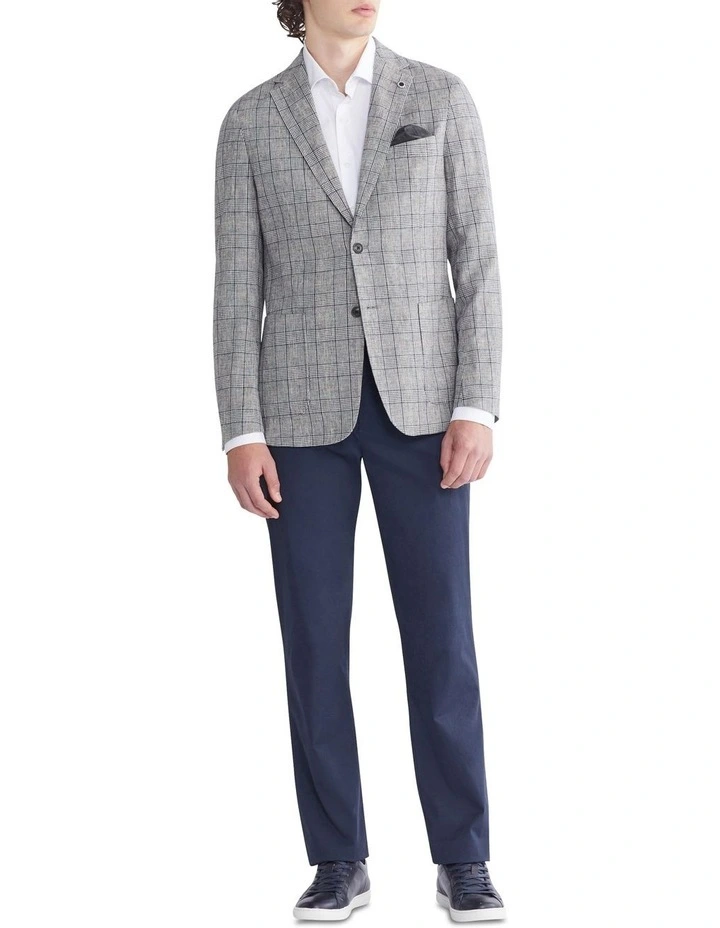 Pow Check Slim Blazer in Grey/Blue