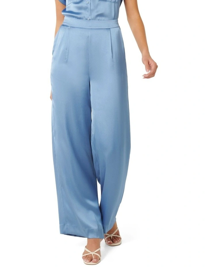 Simone Satin Pants in Blue