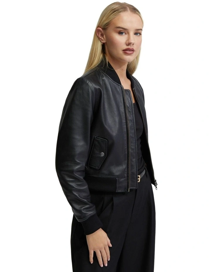 Betty Nappa Leather Jacket in Black