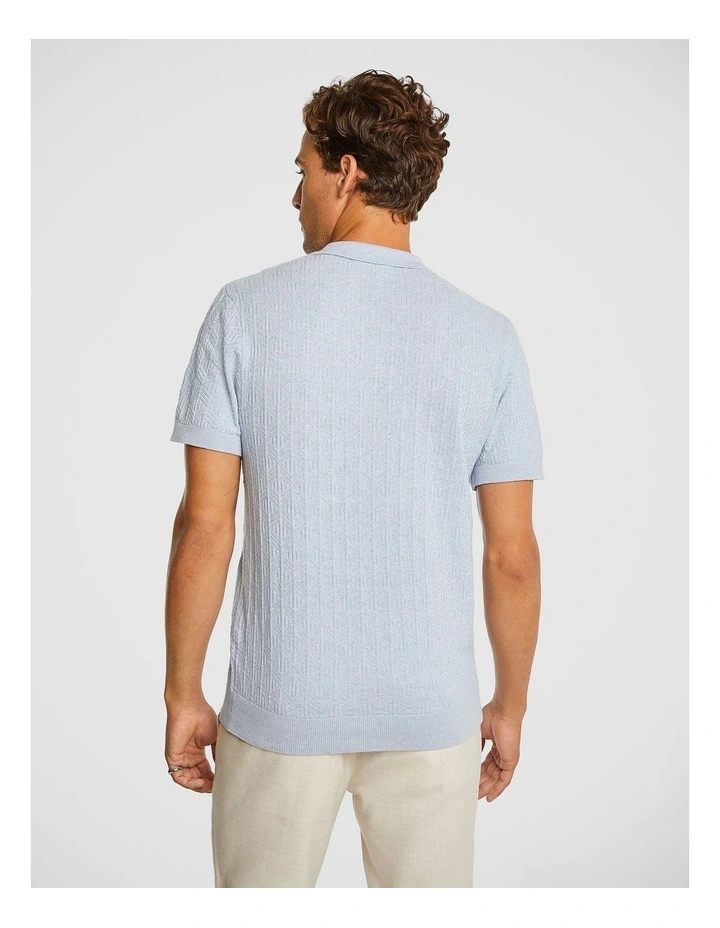 Sid Knitted Polo Shirt in Blue