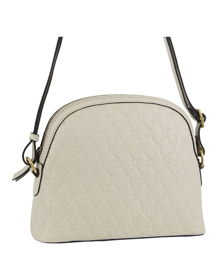 Leather Diamond Embossed Design Cross-body Bag in White