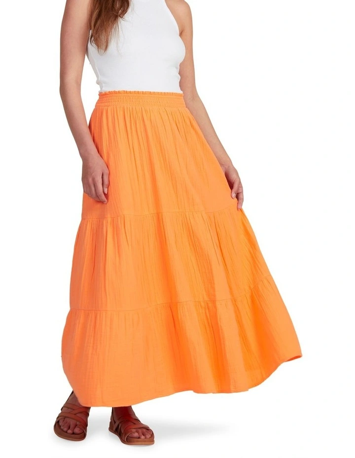 Days Midi Skirt in Neon Orange Pop