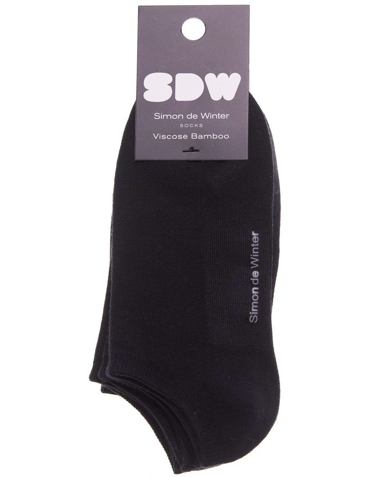 3 Pack Bamboo Low Cut Socks in Black
