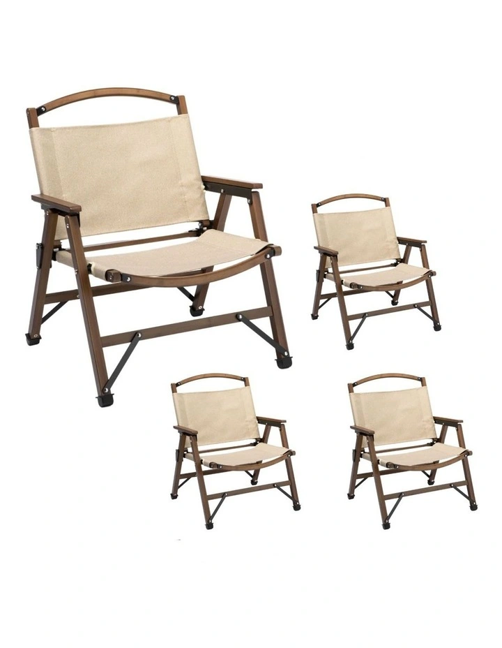 Bamboo Foldable Outdoor Camping Chairs x4 in Multicolor