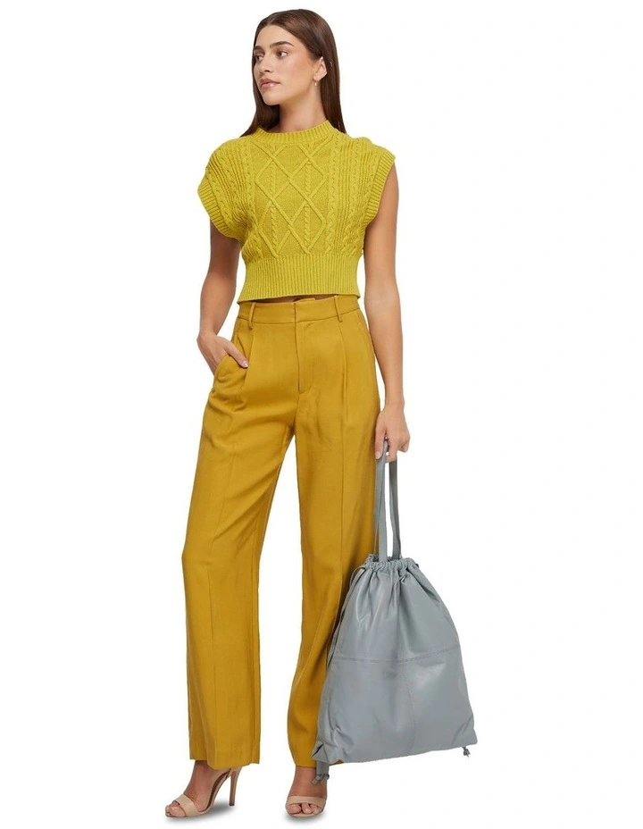 Carly Cable Knit Vest in Light Olive