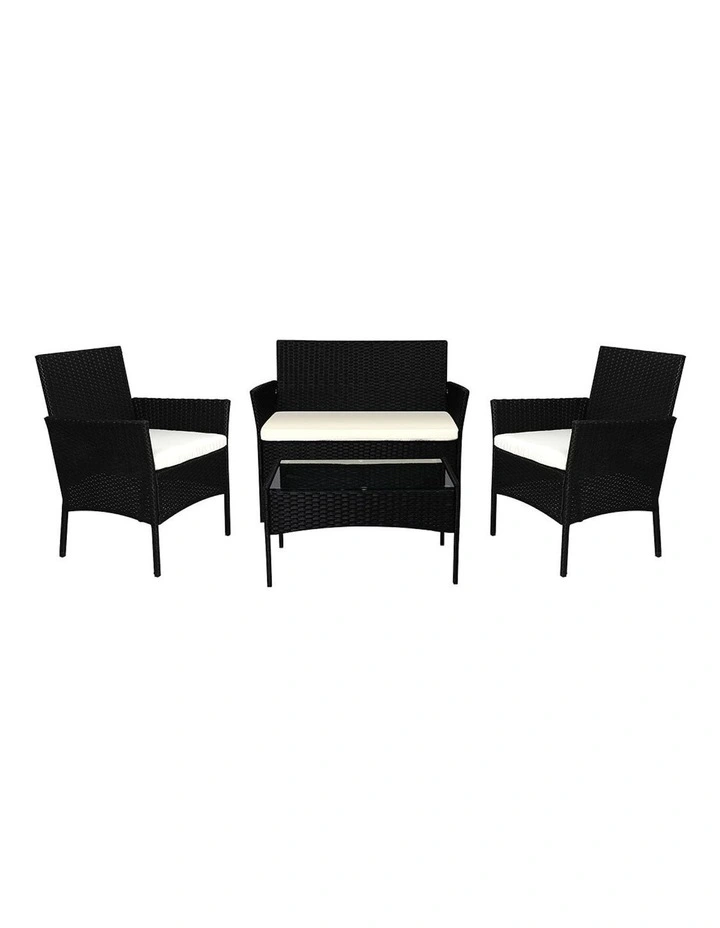 Outdoor Furniture Table Chair Set 4 Piece in Black