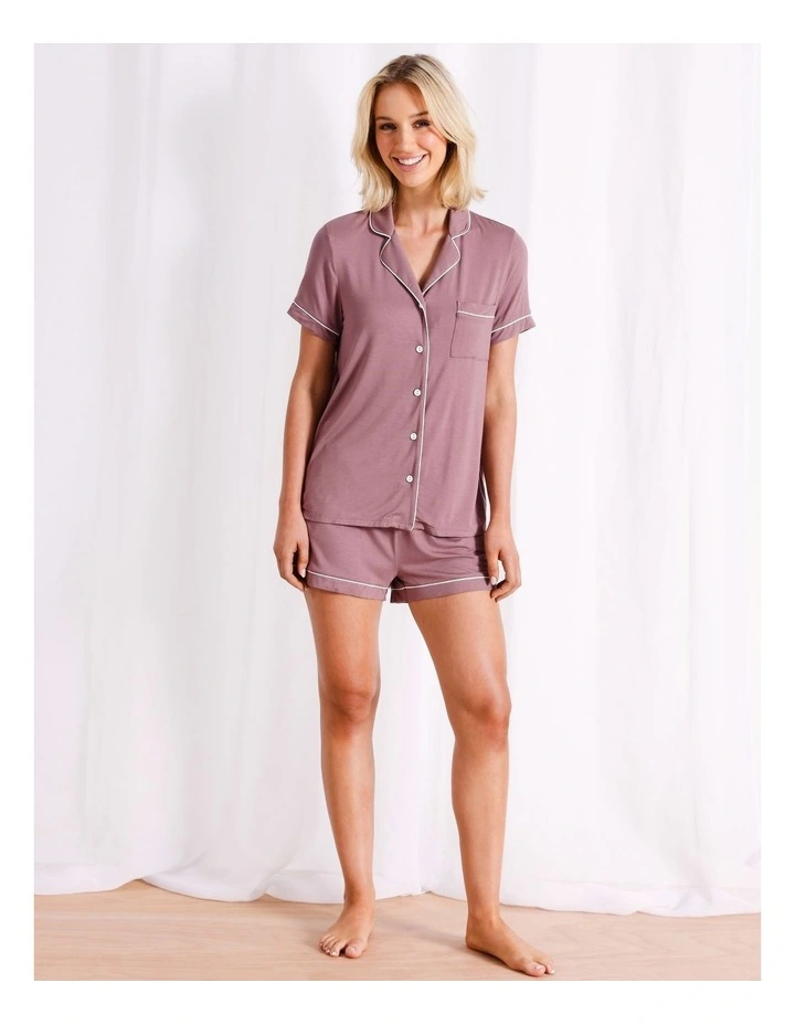 Pure Comfort Bamboo Short Sleeve Pyjama set in Brown