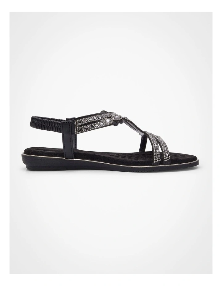 Flower Bling Flex Sandal in Black