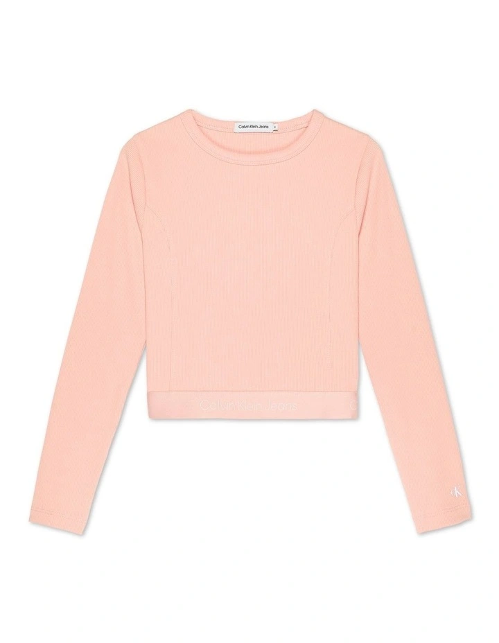 Rib Tape Long Sleeve Top in Faint Blossom