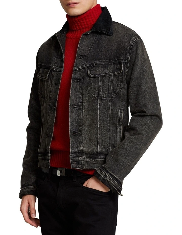 Denim Trucker Jacket in Black