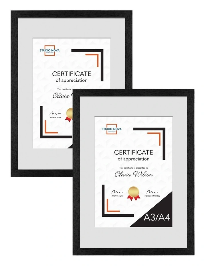 Premium Picture Photo Frame A3 to A4 Set of 2 in Black