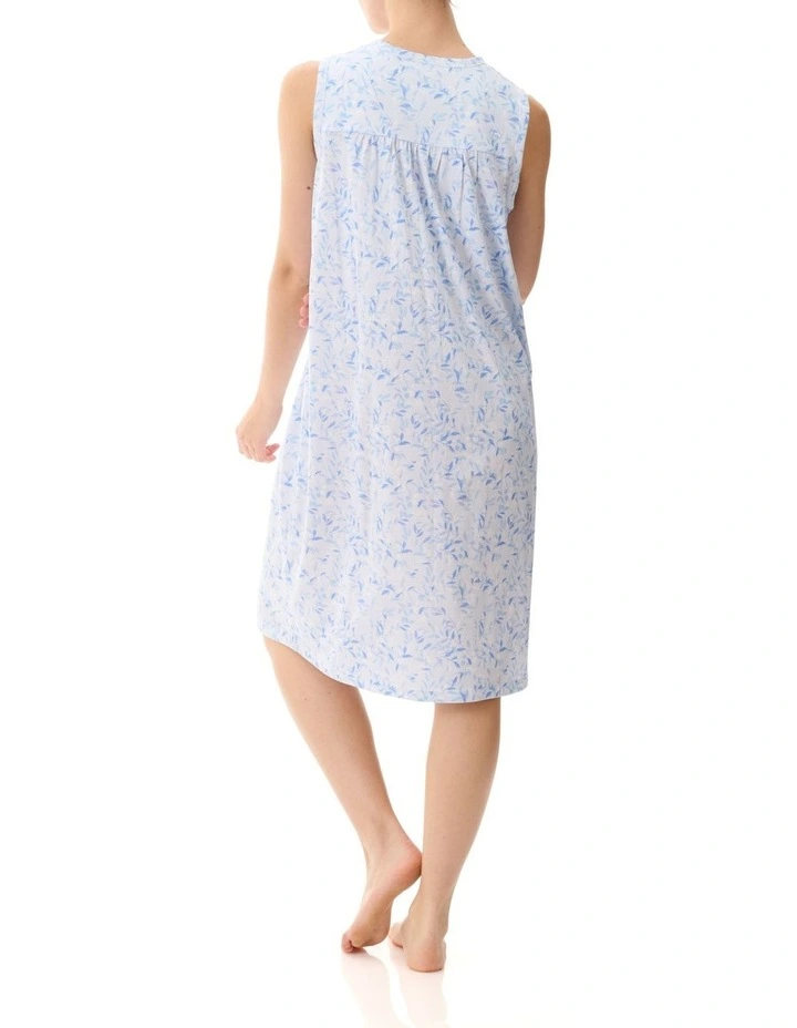 Cotton Knit Sleeveless Nightie in Blue
