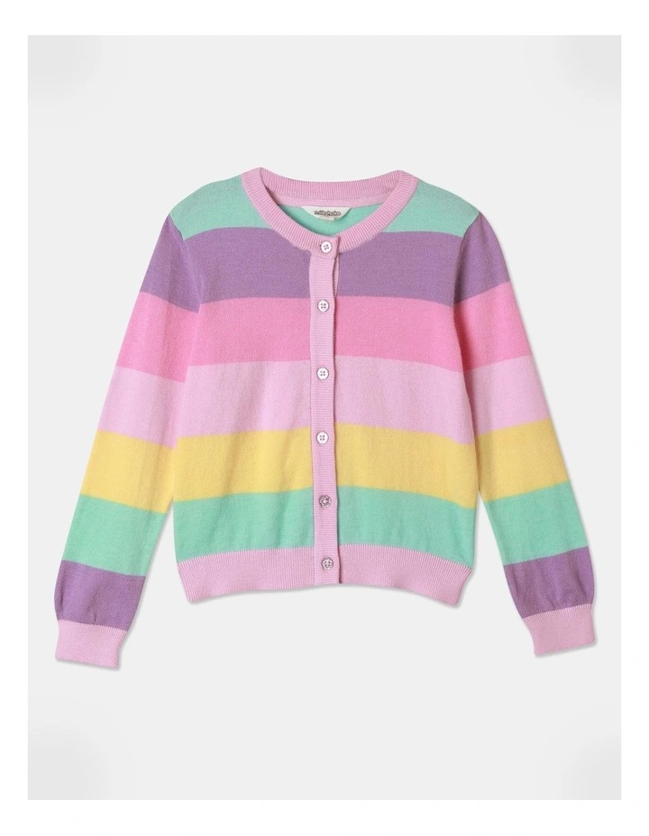 Stripe Knit Cardigan in Rainbow