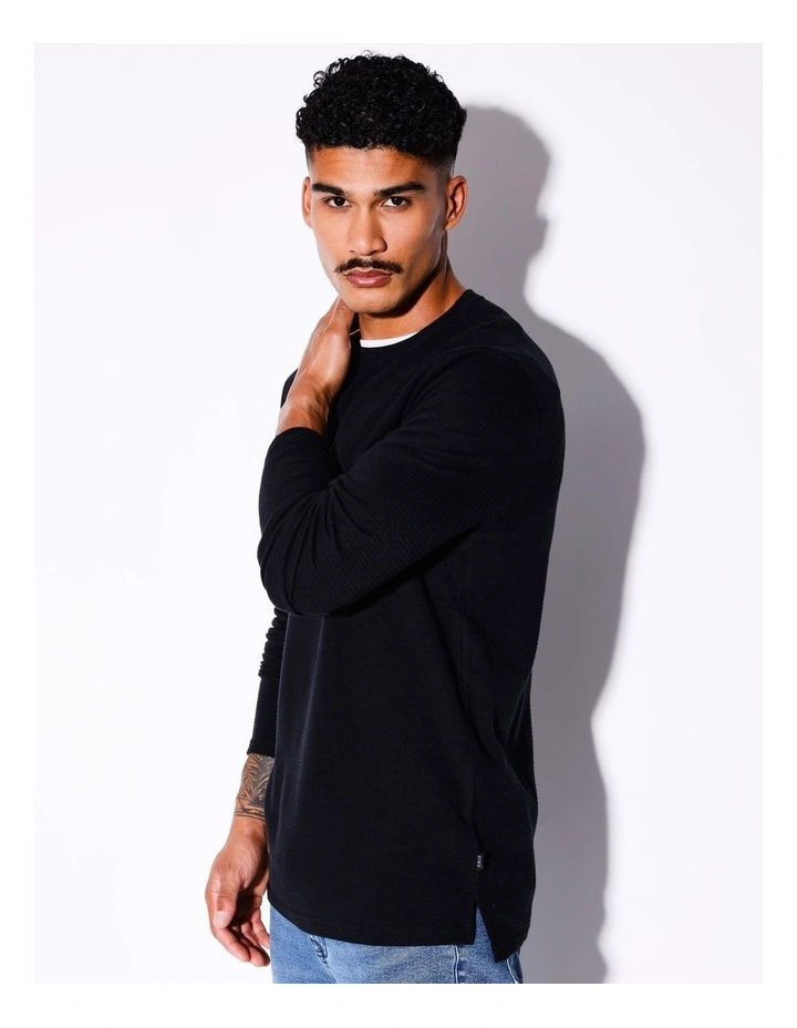 Logan Ls Rib Tee in Black