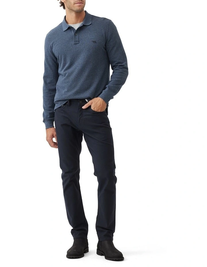 Long Sleeve Polo Shirt in Marine