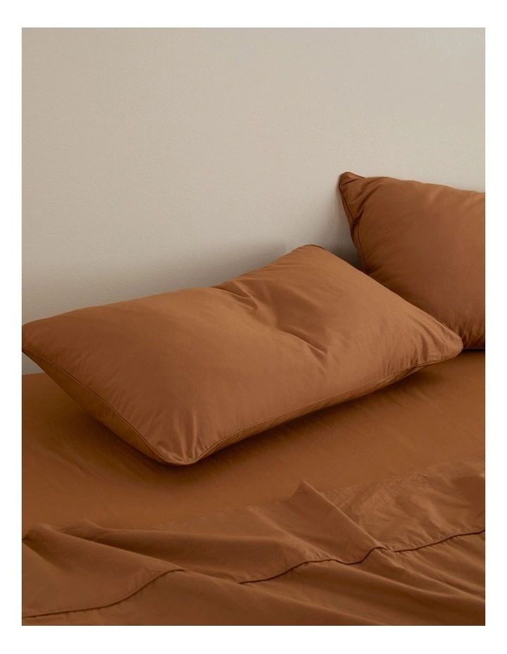 Leo Washed Cotton Quilt Cover Set in Terracotta