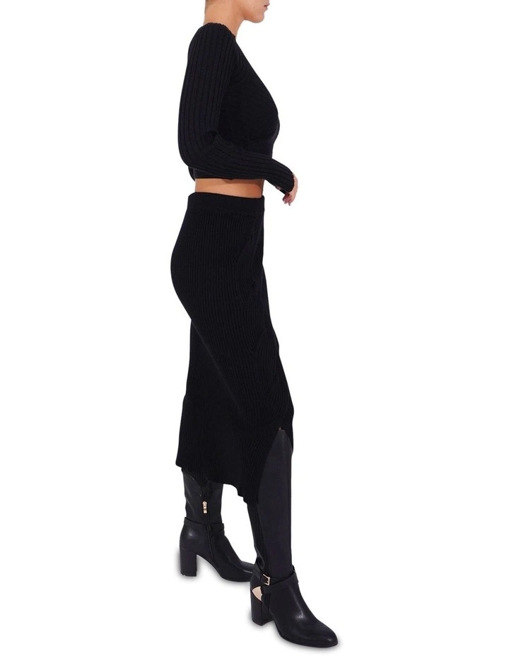 All My Life Knit Midi Skirt in Black