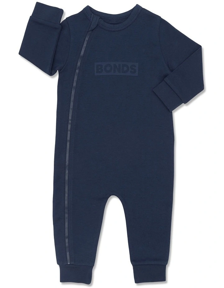Baby Tech Sweats Zip Wondersuit in Almost Midnight