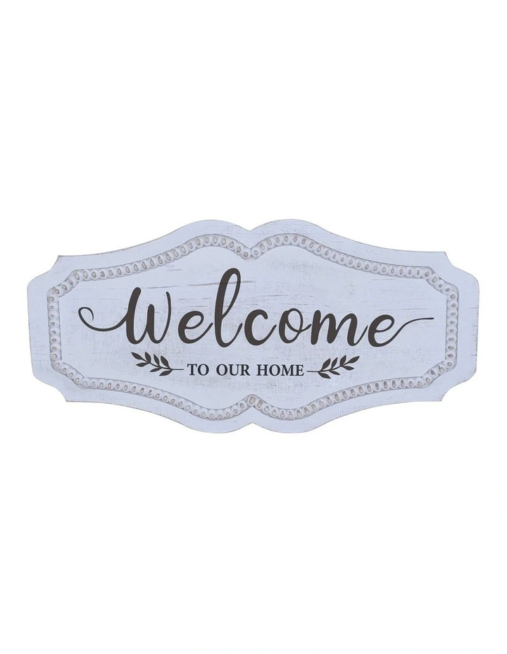 Welcome to our Home Wall Art in Distressed White