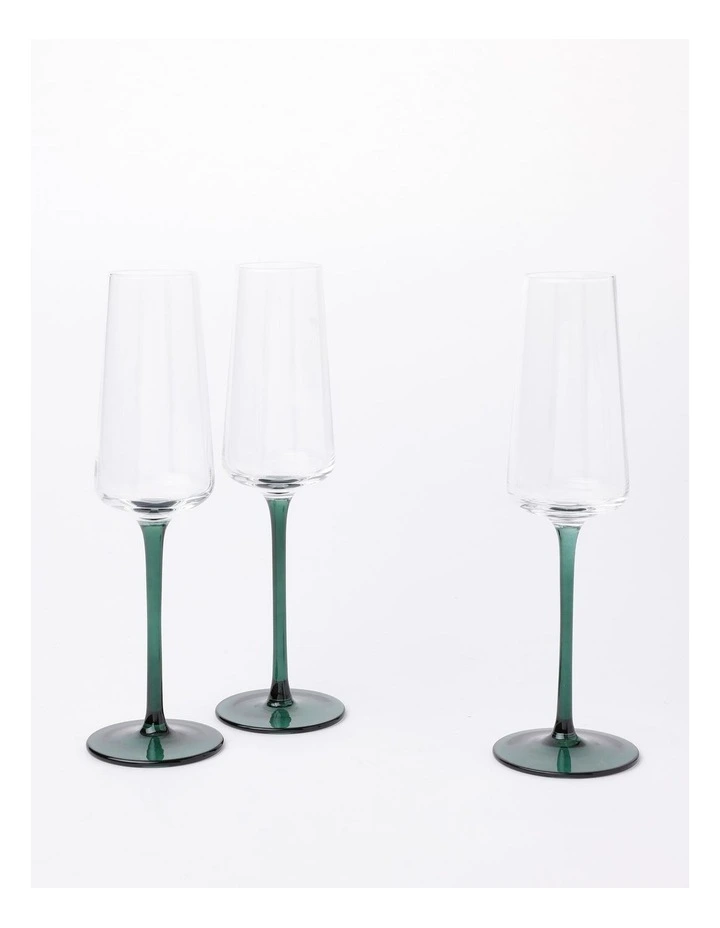 Jordan Champagne Glass Set of 4 in Dark Green