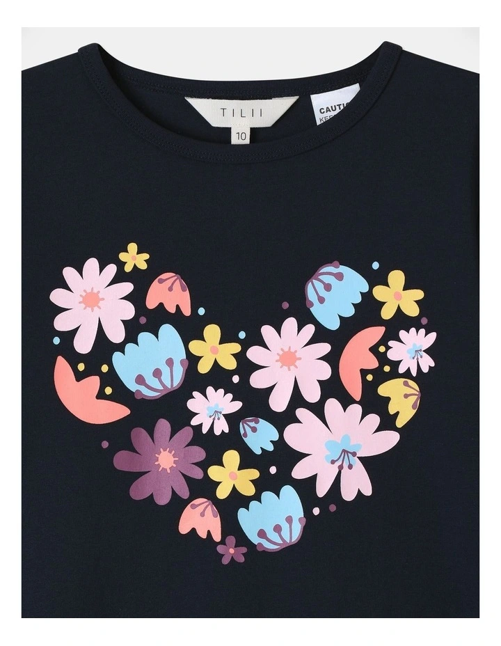 Essential Floral Hearts Pyjama Set in Navy