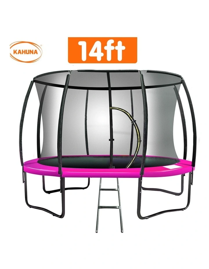 Kahuna 14ft Trampoline Free Safety Net Spring Pad Mat Ladder Pink