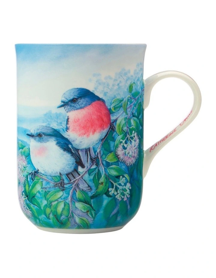 Birds of Australia KC 10 Year Anniversary Rose Robin Mug 300ml in Multi