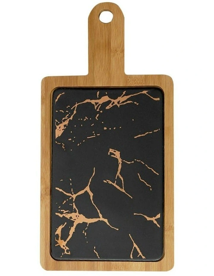Square Wooden Serving Tray 33.5cm in Black