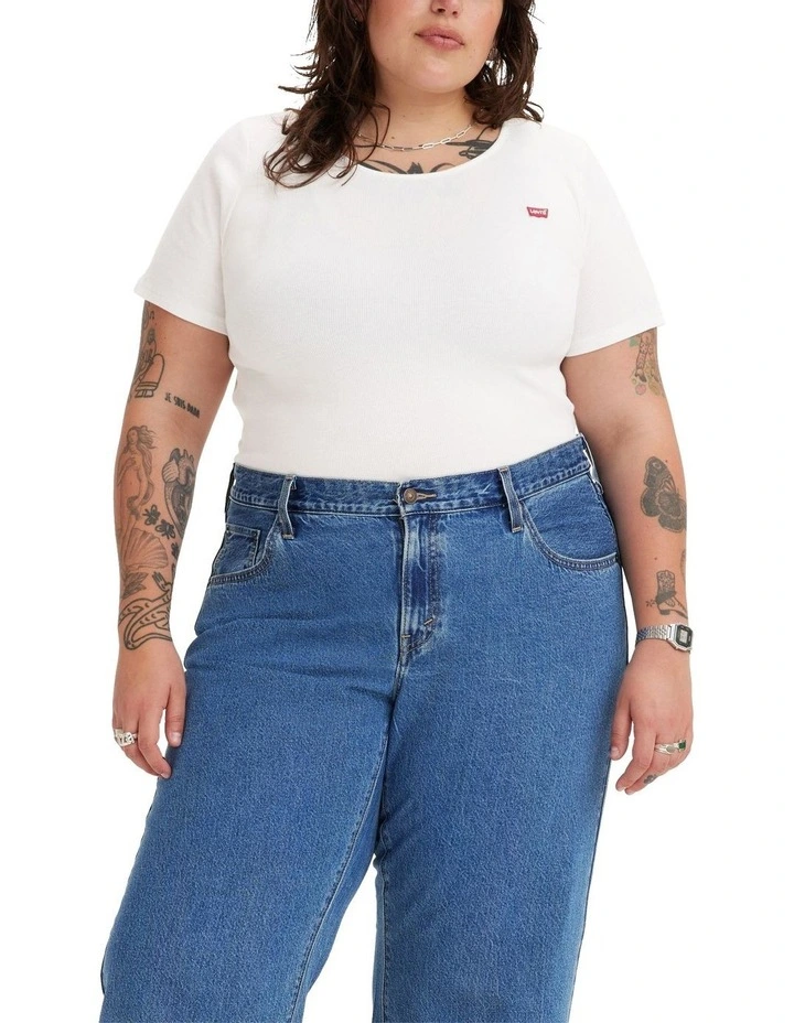 Short-Sleeve Honey Tee (Curve) in White