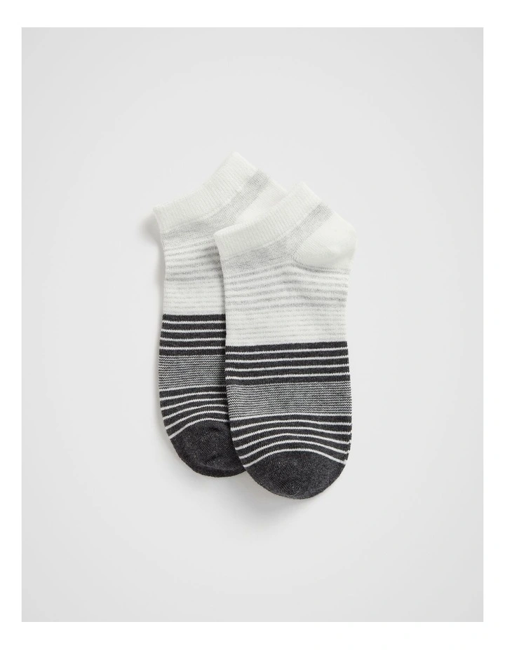 Stripe Sneaker Sock in Steel Grey Marle