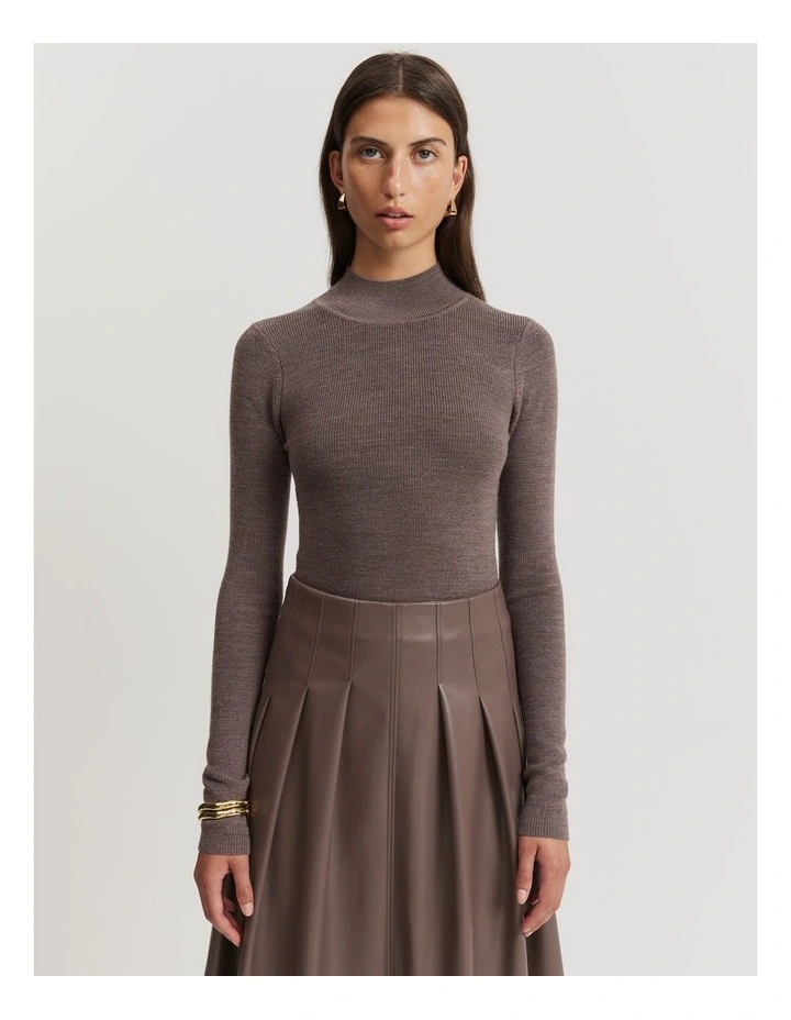 Verified Australian Merino Mock Neck Knit in Truffle Marle