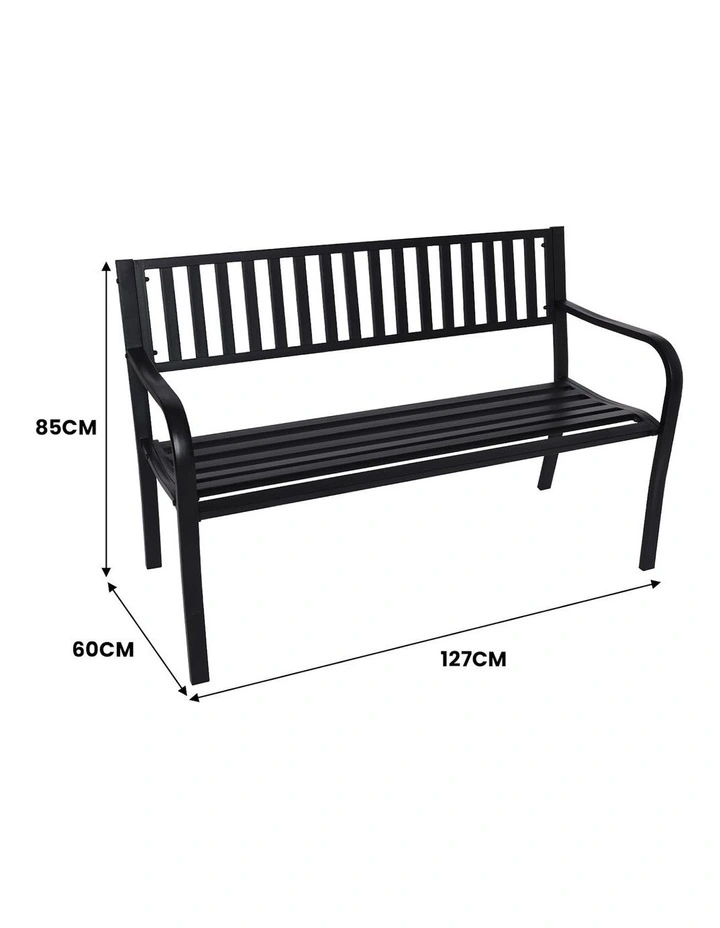 Steel Outdoor Garden Bench Modern in Black