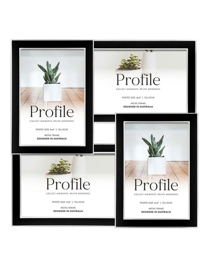 Eternal Solid Metal Collage Photo Frame Multi 4 4x6" in Black/Silver
