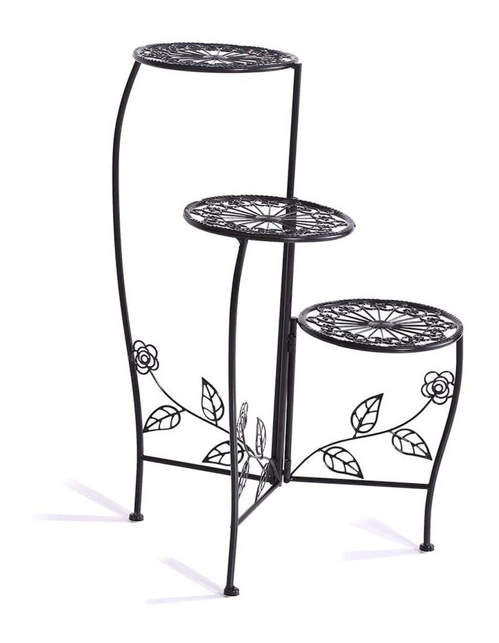 Garden Metal Outdoor Indoor Flower Pots Plant Stand in Black