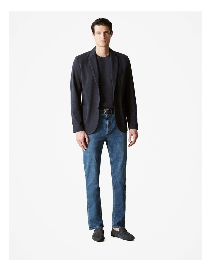 Regular Fit Stretch Pique Blazer in Navy