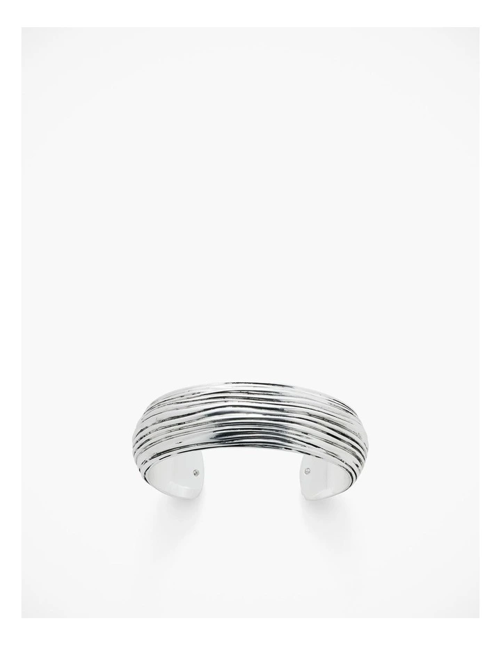 Linear Textured Cuff Bracelet in Satin Silver