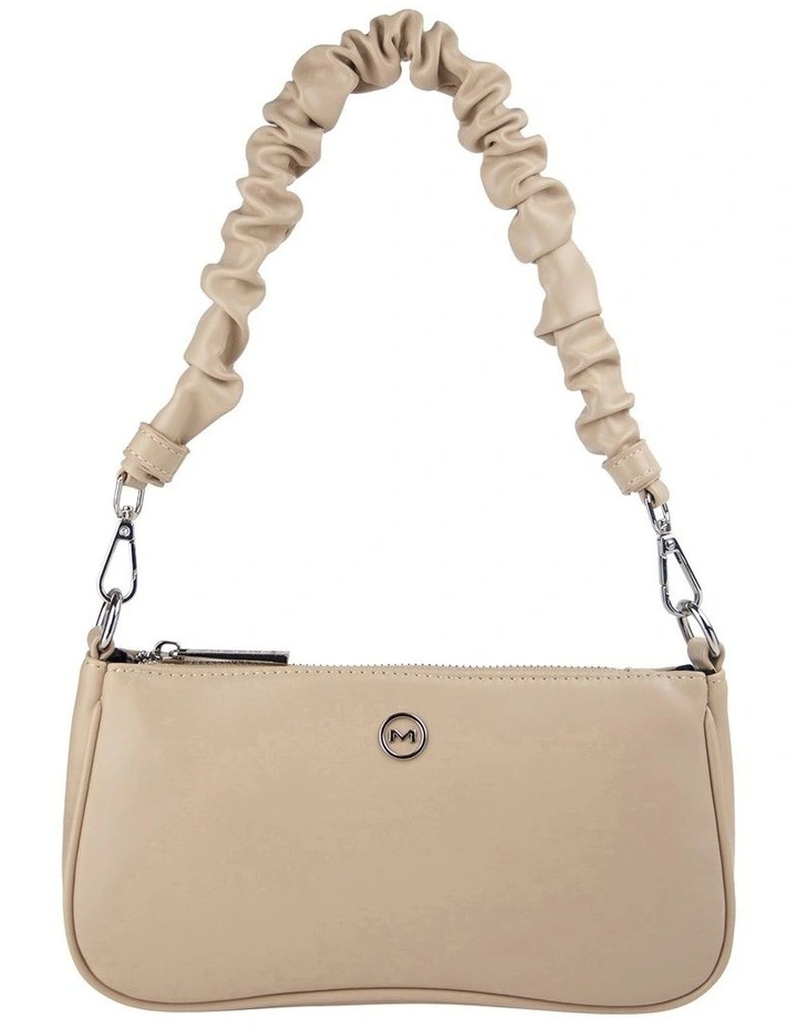 Carly Ruched Strap Shoulder Bag in Taupe