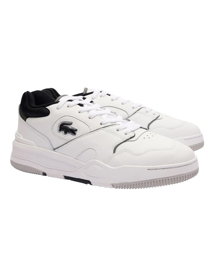 Lineshot Contrasted Collar Leather Sneakers in Wht/Blk