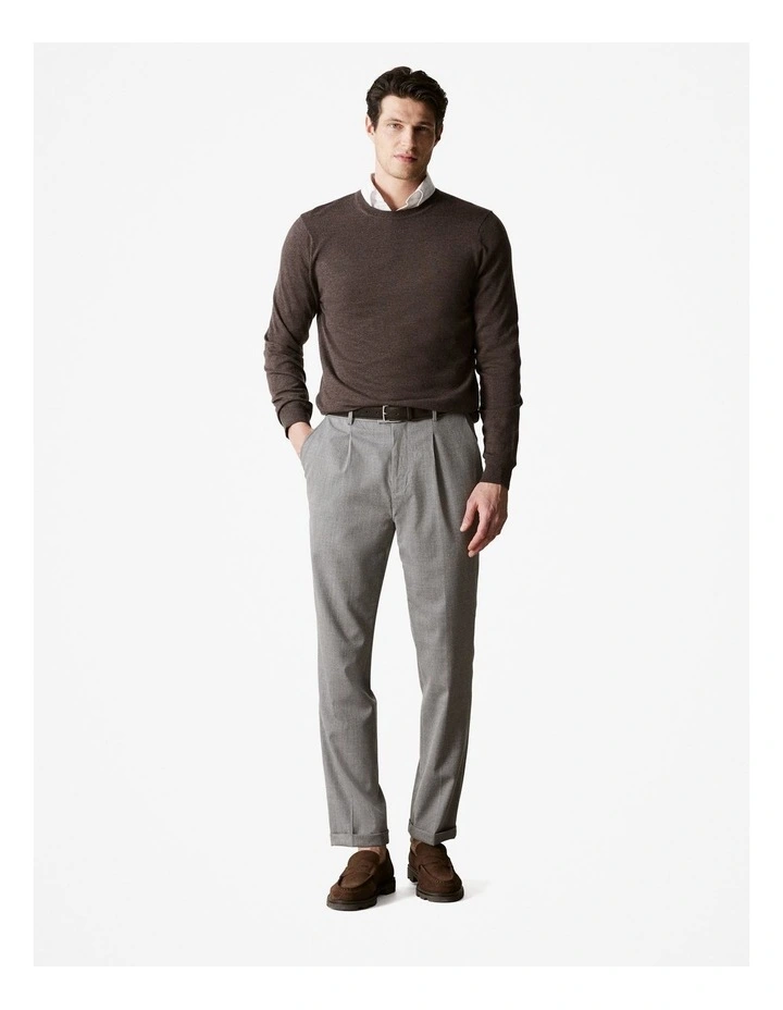 Merino Crew Neck Knit in Chocolate