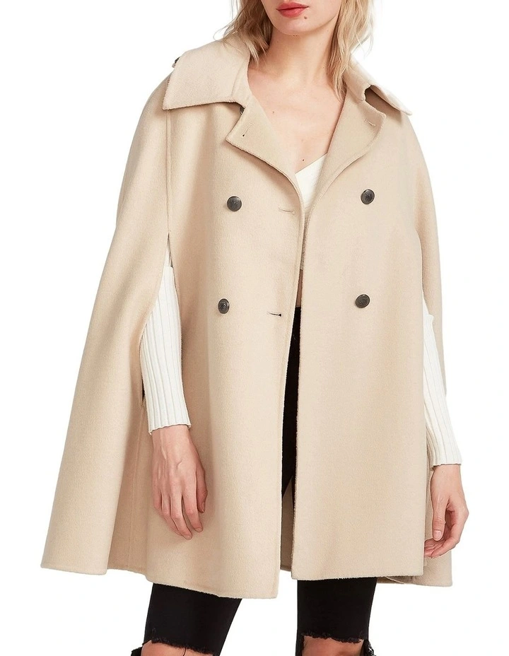 On My Mind Wool Blend Cape in Beige