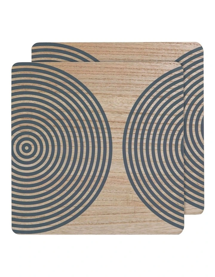 Square Printed Veneer Placemat 2 Pack in Green