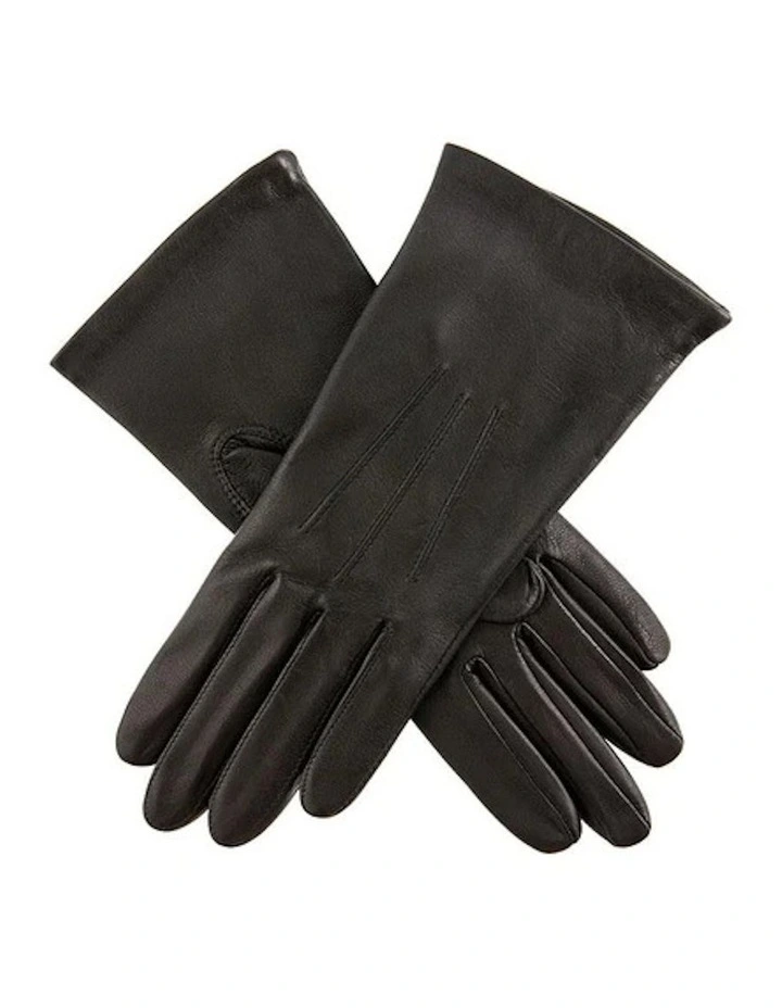 Silk Lined Leather Gloves in Black